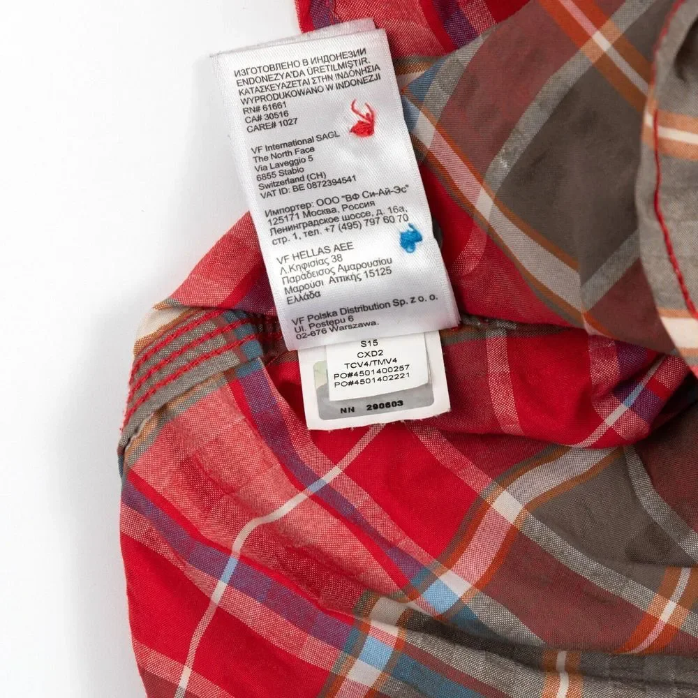 The North Face Men's Red Multicolor Plaid‎ Short Sleeve Hiking Shirt Medium